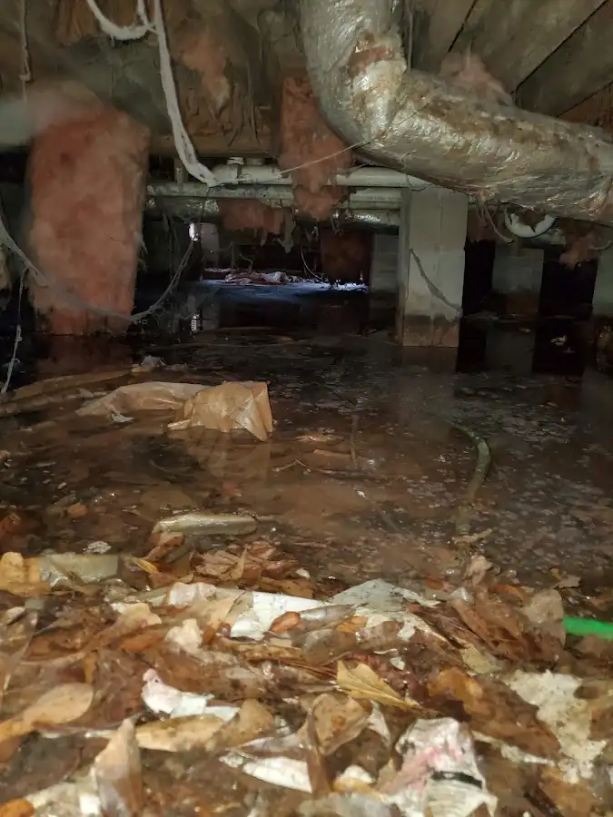 Crawl space flood assessment for Commercial Water Damage Restoration in Massena